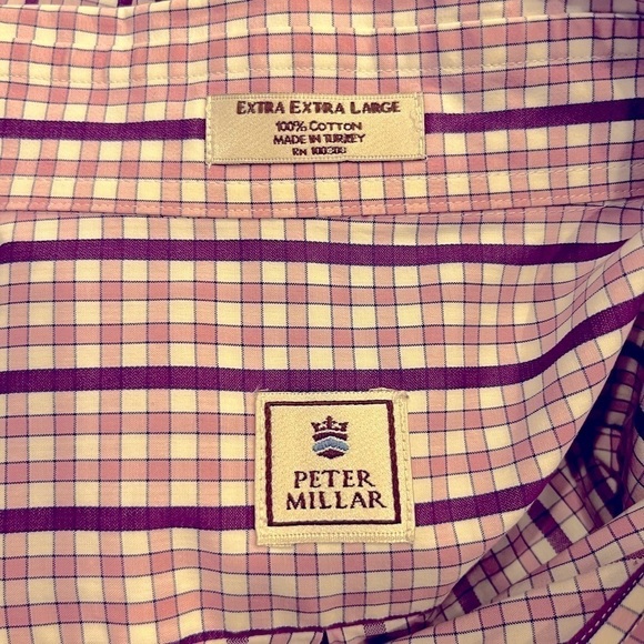PETER MILLAR Pink and Purple Checked Button Down Shirt - Picture 2 of 3